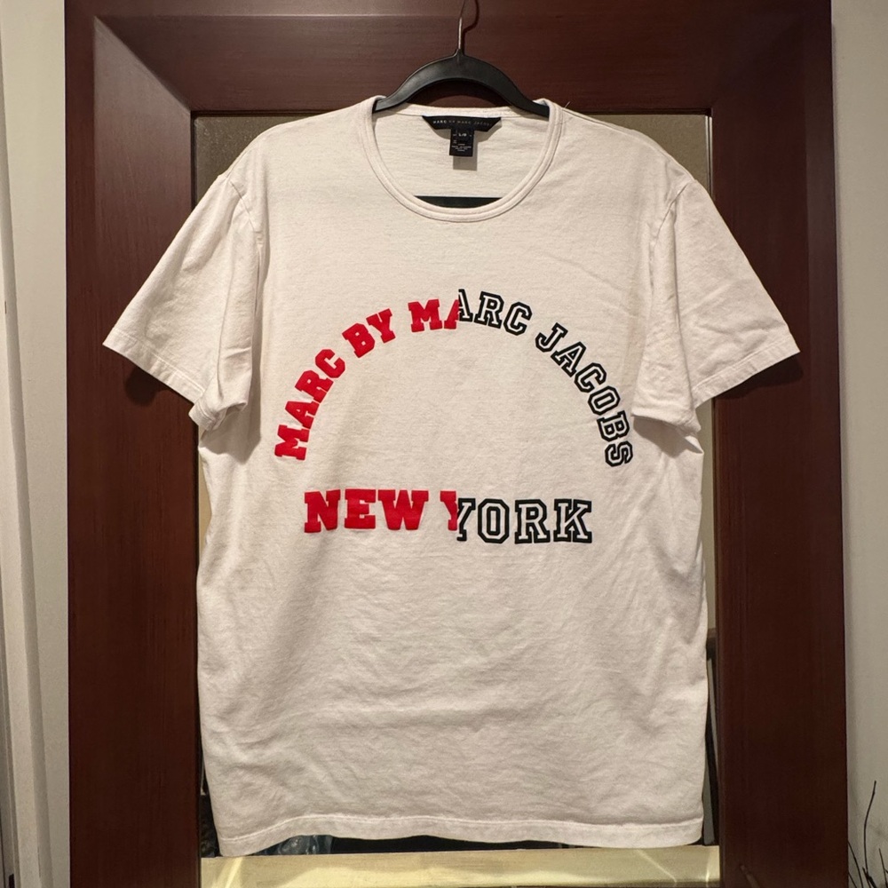 Marc By Marc Jacobs White Red Crew Neck Tee
